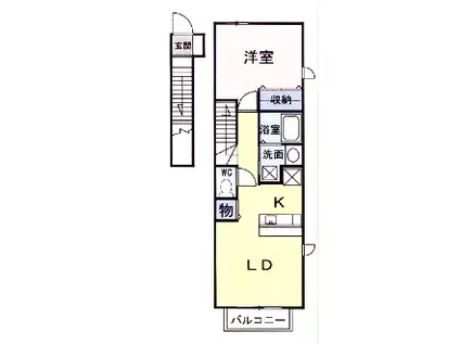 イーストハイムⅡ(1LDK/2階)の間取り写真