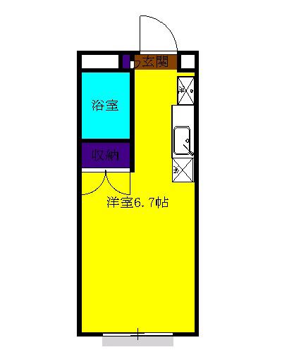 ピースフルウエスト(ワンルーム/1階)の間取り写真