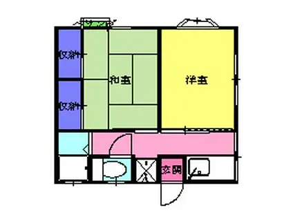 コーポレインボー(2K/1階)の間取り写真