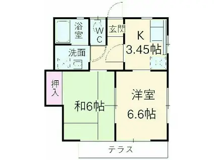 デルフィーヌ(2K/2階)の間取り写真