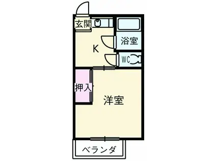 第2コーポゆうわ(1DK/2階)の間取り写真