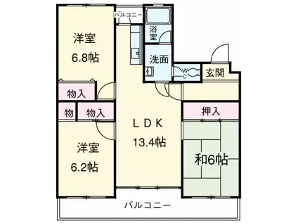 エスペラン相模大野(3LDK/3階)の間取り写真