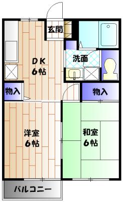パープルツインズ(2DK/2階)の間取り写真