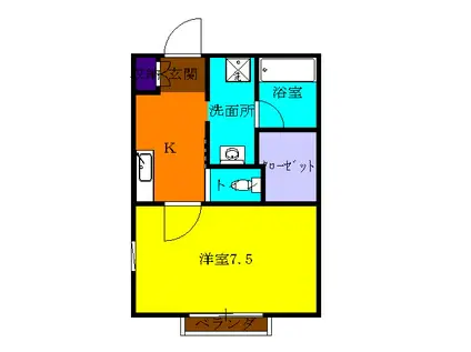 ランドホーム相模大野(1K/2階)の間取り写真