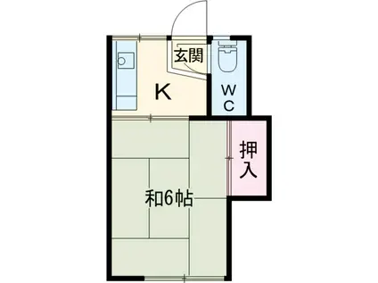 北戸荘(1K/2階)の間取り写真