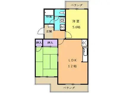 トラスト2(2LDK/3階)の間取り写真