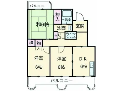 コンフォート草薙(3DK/4階)の間取り写真
