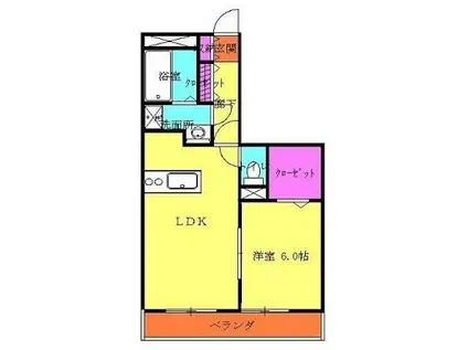 EXCEED(1LDK/2階)の間取り写真