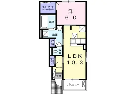 アヴニール桜ヶ丘 Ⅰ(1LDK/1階)の間取り写真