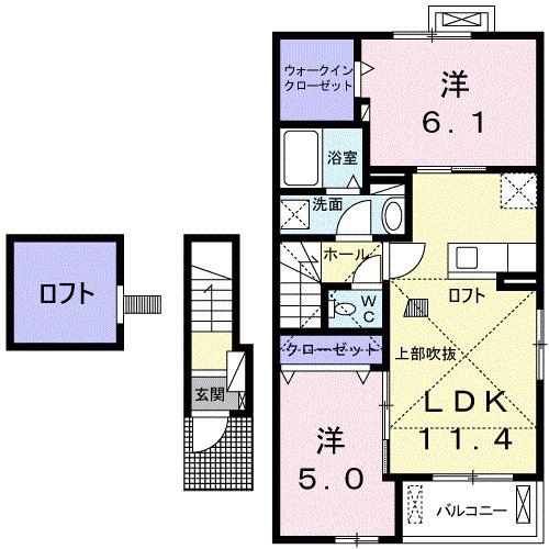 アクアビサイド コンフォルトⅠ(2LDK/2階)の間取り写真