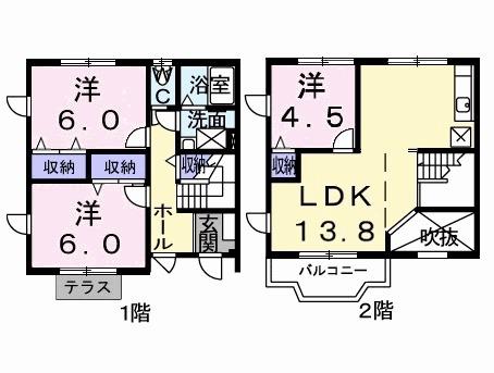 ブロードパークC(3LDK/1階)の間取り写真