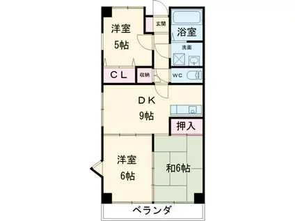 パレス国領(3DK/2階)の間取り写真