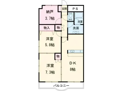 ヴィラフォーレ(2SLDK/3階)の間取り写真
