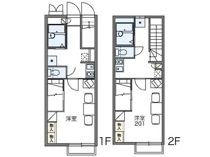 レオパレス下小鳥A(1K/2階)の間取り写真