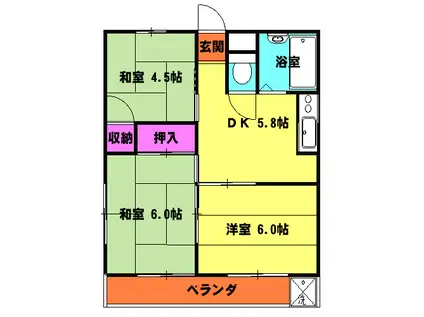 グレイドハイツ(3DK/2階)の間取り写真