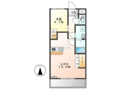 エクシード(1LDK/1階)の間取り写真