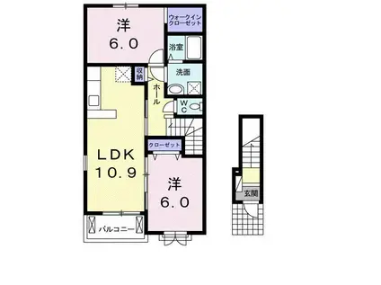 グランティアラⅠ(2LDK/2階)の間取り写真