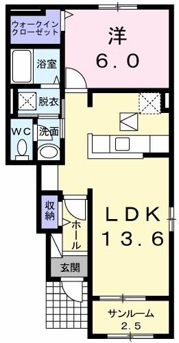 ステラムーンⅡ(1LDK/1階)の間取り写真
