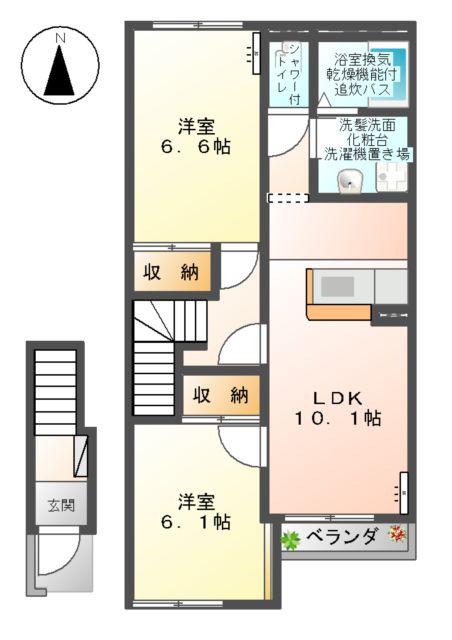 パルフェドルミナスⅡ(2LDK/2階)の間取り写真