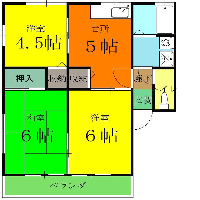 天神台ニューパレスB(3DK/2階)の間取り写真