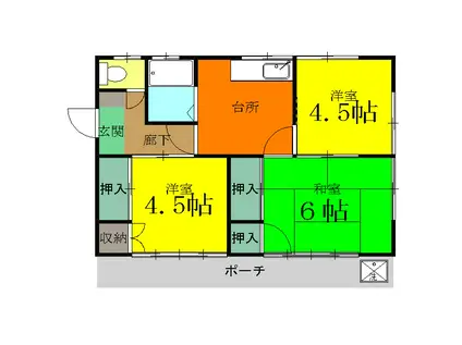 信越本線 北高崎駅 徒歩36分 1階建 築36年(3K)の間取り写真