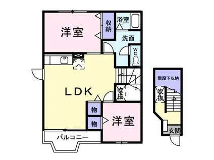 ロワジールA(2LDK/2階)の間取り写真