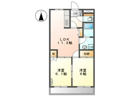 エスポアールK(2LDK/1階)の間取り写真