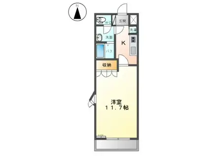 ファイブ テン(1K/1階)の間取り写真