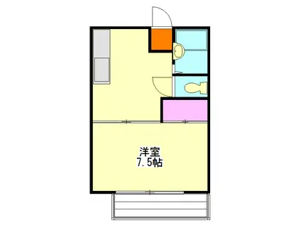 セゾン朝倉B(1DK/2階)の間取り写真