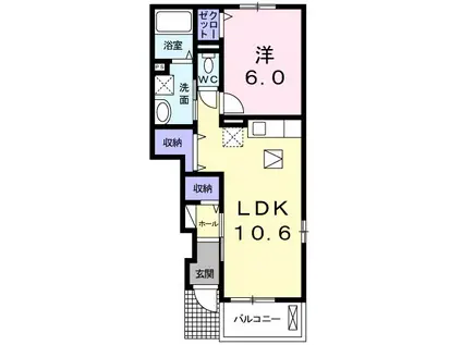 マリージョアⅠ(1LDK/1階)の間取り写真