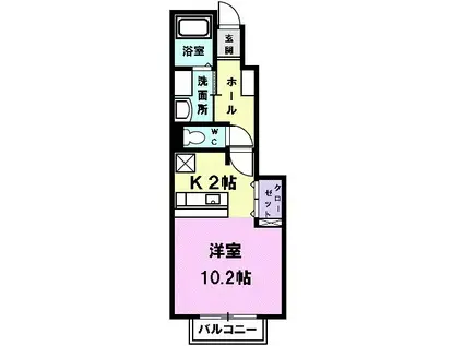 シャンドフルール美鈴(1K/1階)の間取り写真