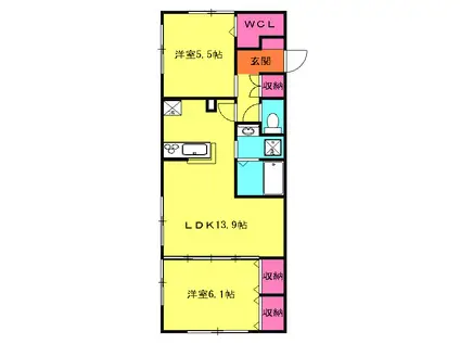 コーポ津久井Ⅵ(2LDK/1階)の間取り写真