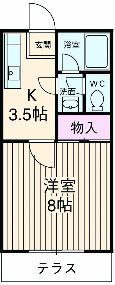 浦和ガーデンハウスⅡ(1K/2階)の間取り写真