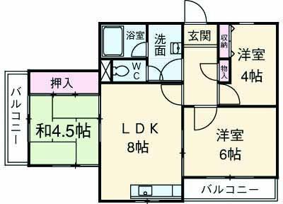 秋本マンション(3DK/4階)の間取り写真