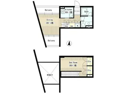 富ヶ谷アパートメント(1LDK/4階)の間取り写真