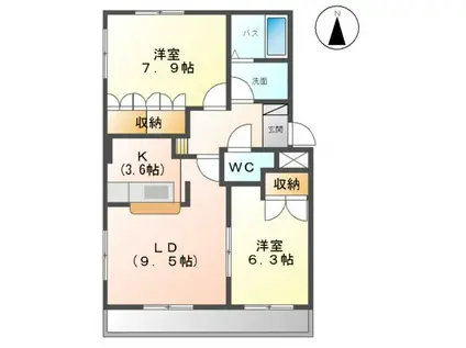 ファシネーション(2LDK/2階)の間取り写真