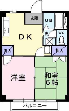 SUN VILLAGE平田台Ⅱ(2DK/2階)の間取り写真