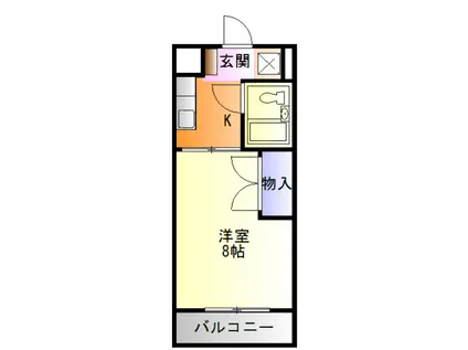 フラットサンパティーク(1K/3階)の間取り写真