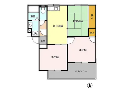 ジュネス戸田(3DK/1階)の間取り写真