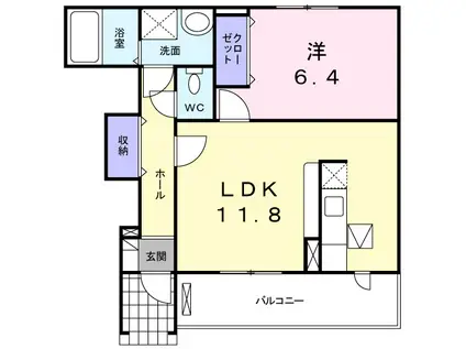 マイスター青山V(1LDK/1階)の間取り写真