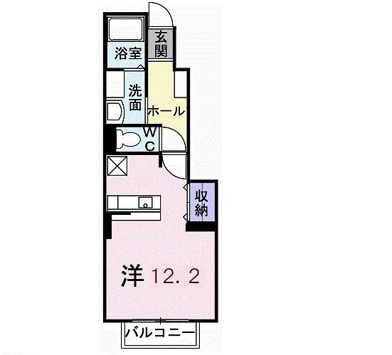 プラムⅡ(ワンルーム/1階)の間取り写真