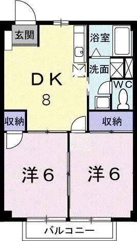 カーム植上Ⅰ(2DK/1階)の間取り写真