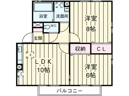 リビングタウン東浦和A(2LDK/2階)の間取り写真
