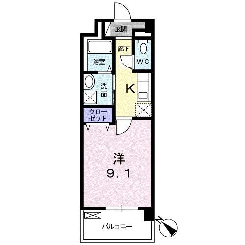 ありの実 Ⅰ(1K/5階)の間取り写真