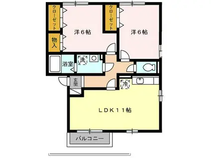 サンコート札木A(2LDK/1階)の間取り写真