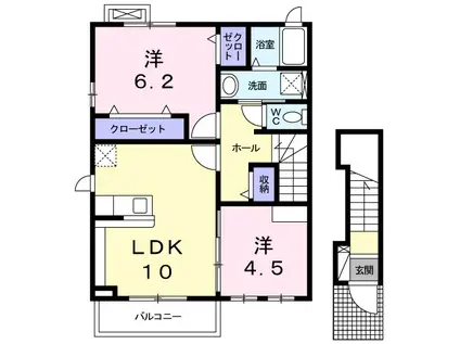 ウィズヒルⅡ(2LDK/2階)の間取り写真