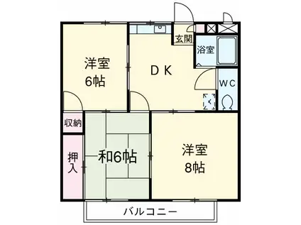 レジェンド末広・B棟(3DK/1階)の間取り写真