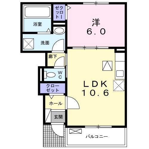 メゾンアレンヌ1(1LDK/1階)の間取り写真