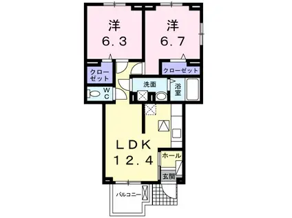 ボヌール伊奈 鄕蔵館(2LDK/1階)の間取り写真