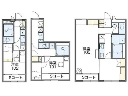 レオパレスコンフォートヴィヴレ(1K/1階)の間取り写真